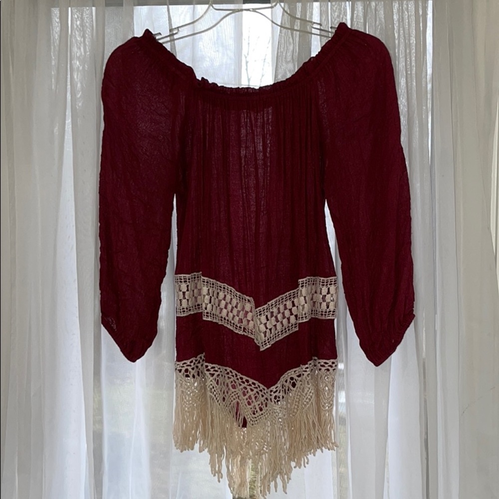 Maroon BoHo Top